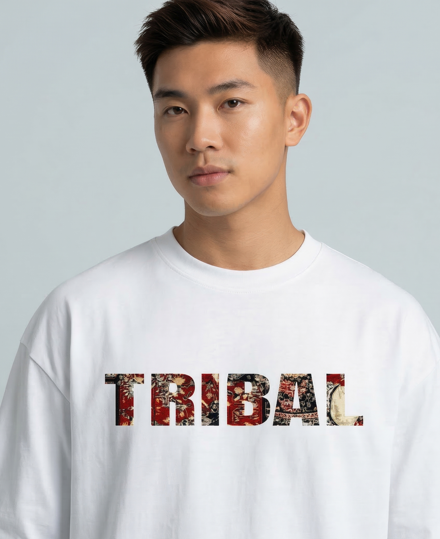 WHITE TRIBAL OVERSIZED TEE