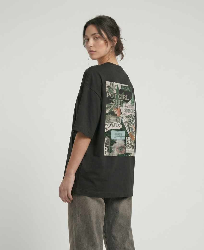 BLACK STONER OVERSIZED TEE