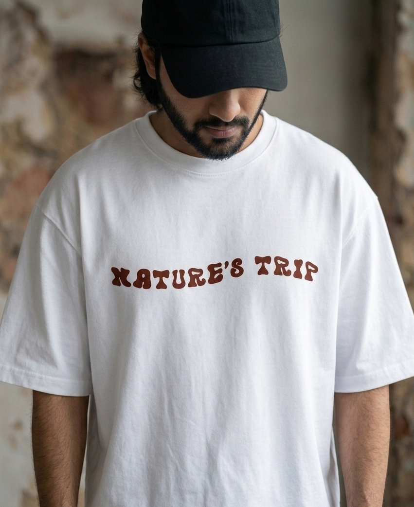 WHITE NATURES TRIP OVERSIZED TEE