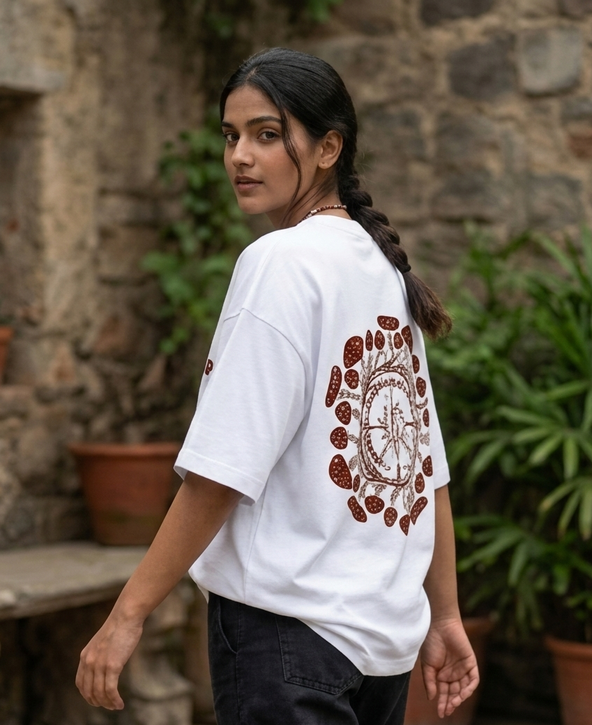WHITE NATURES TRIP OVERSIZED TEE