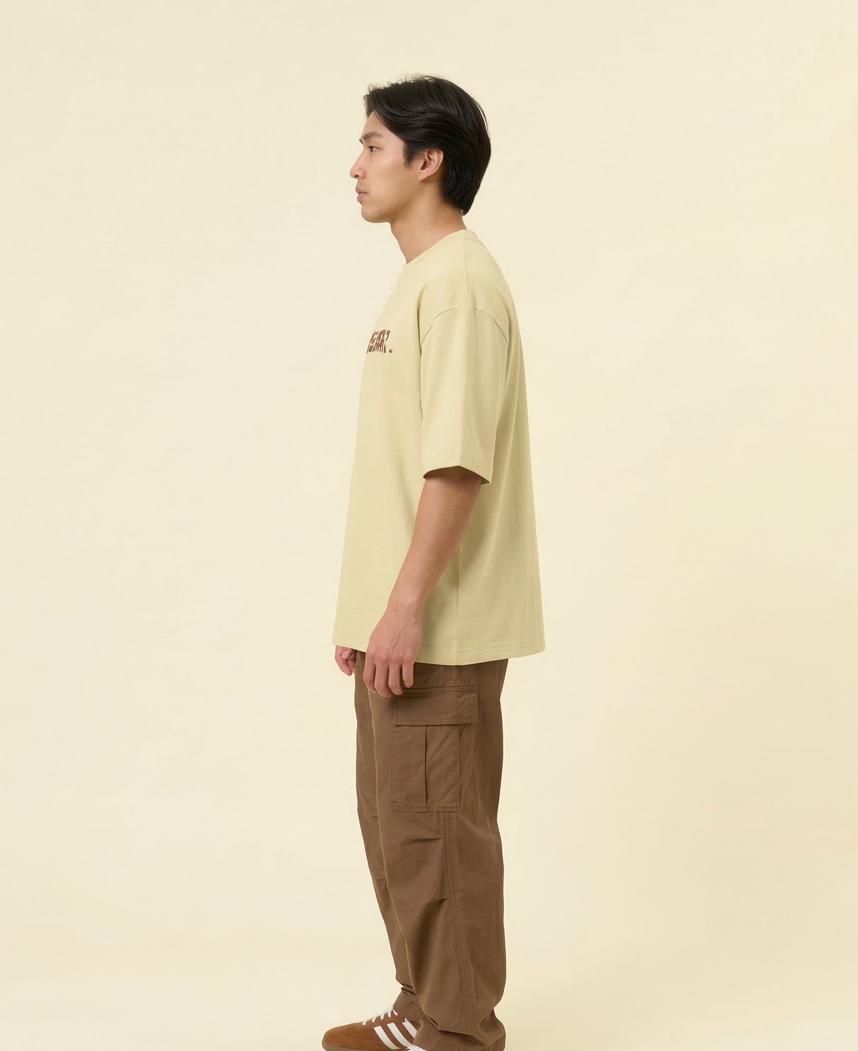 BEIGE TRIBAL OVERSIZED TEE