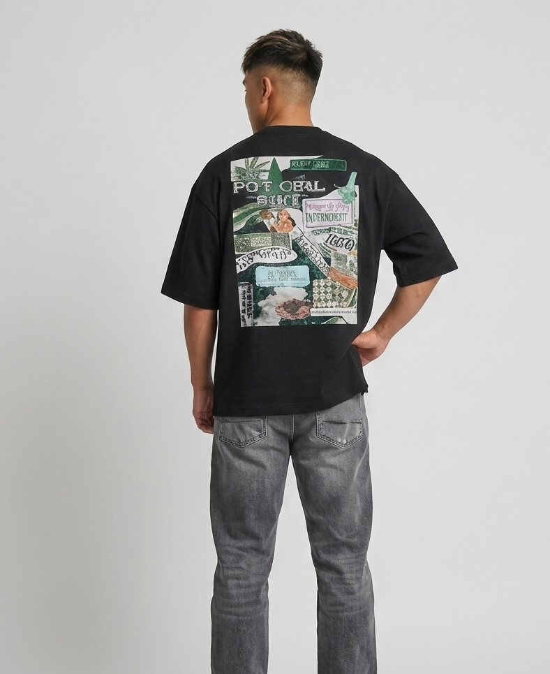 BLACK STONER OVERSIZED TEE
