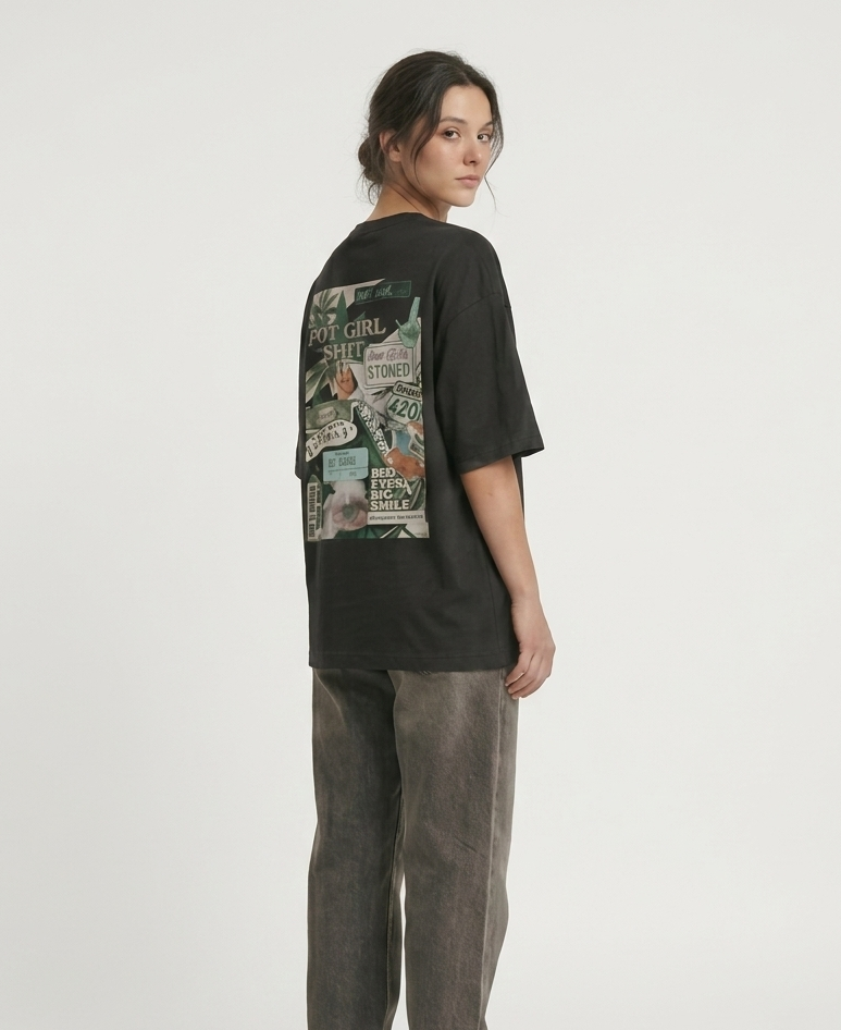 BLACK STONER OVERSIZED TEE
