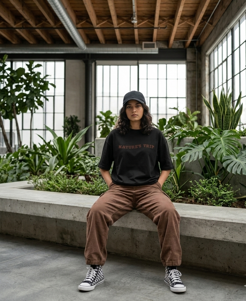 BLACK NATURES TRIP OVERSIZED TEE