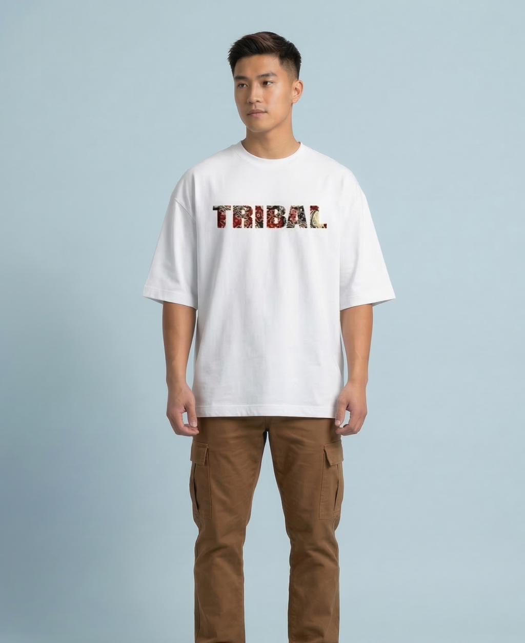 WHITE TRIBAL OVERSIZED TEE