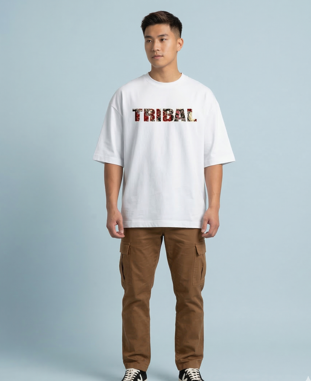 WHITE TRIBAL OVERSIZED TEE