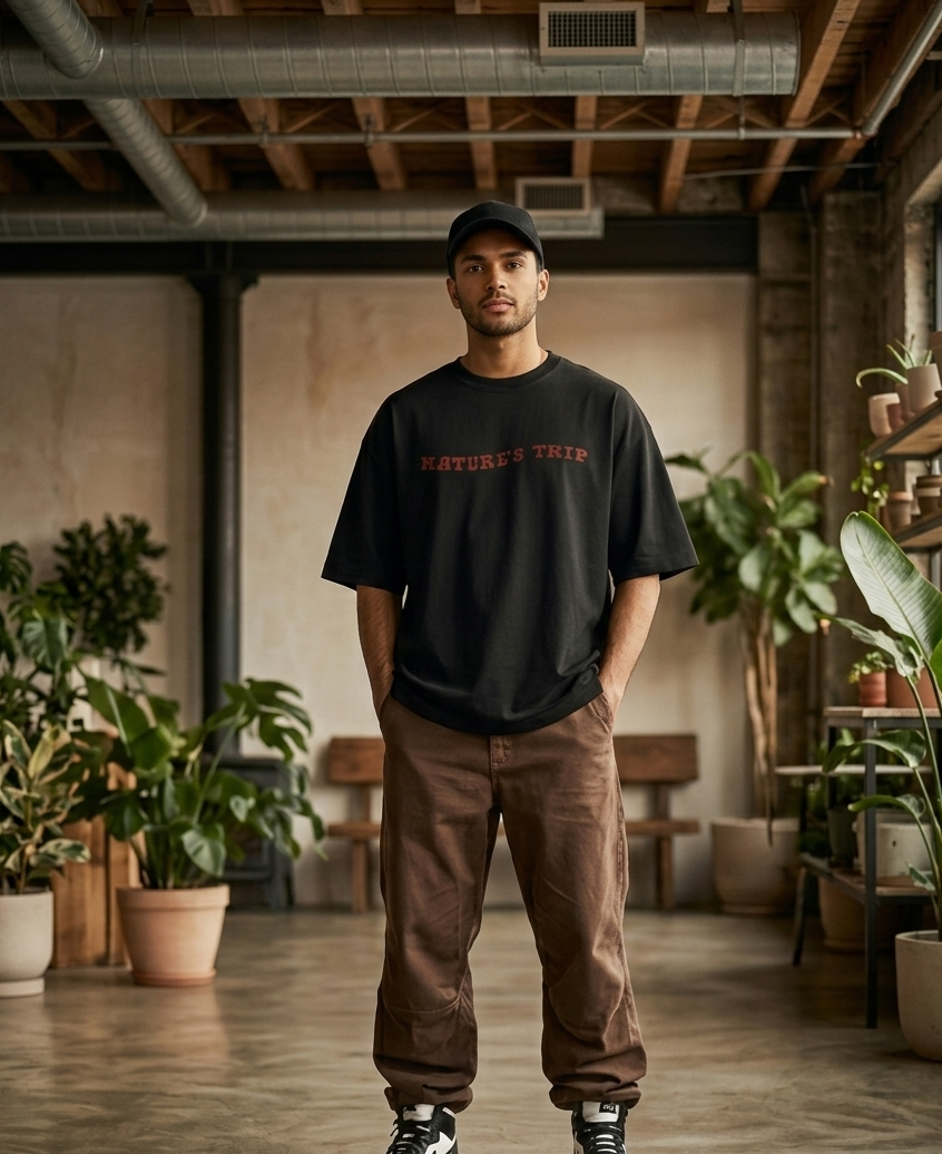 BLACK NATURES TRIP OVERSIZED TEE