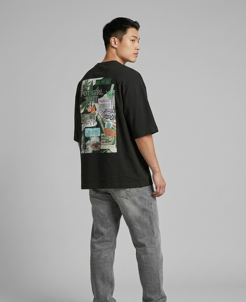 BLACK STONER OVERSIZED TEE