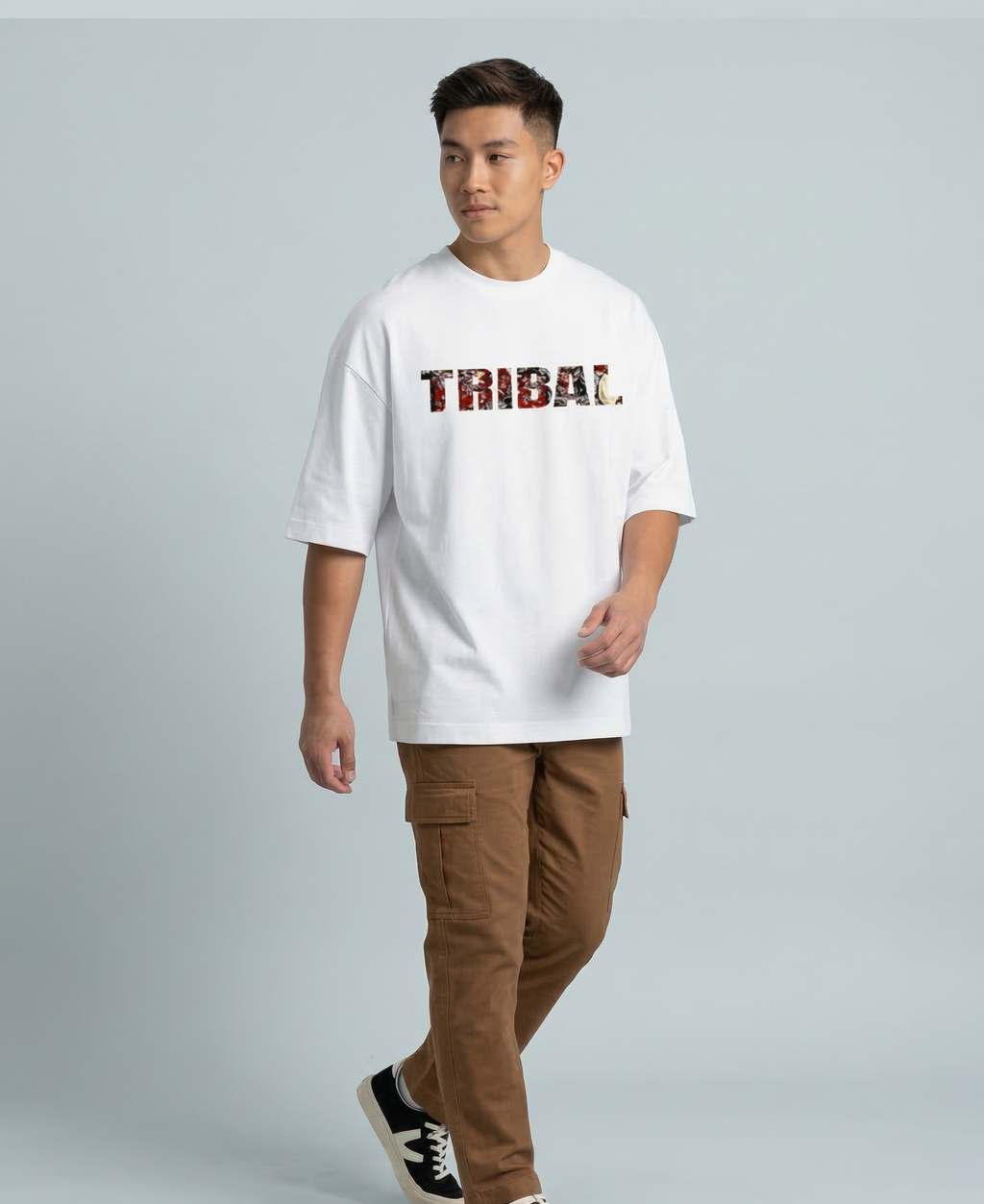 WHITE TRIBAL OVERSIZED TEE