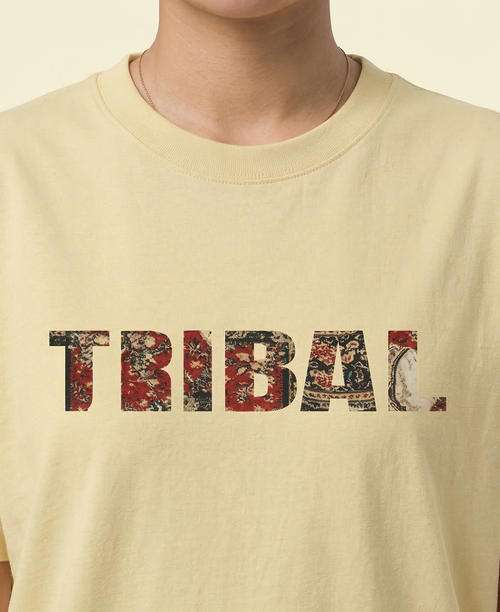 BEIGE TRIBAL OVERSIZED TEE