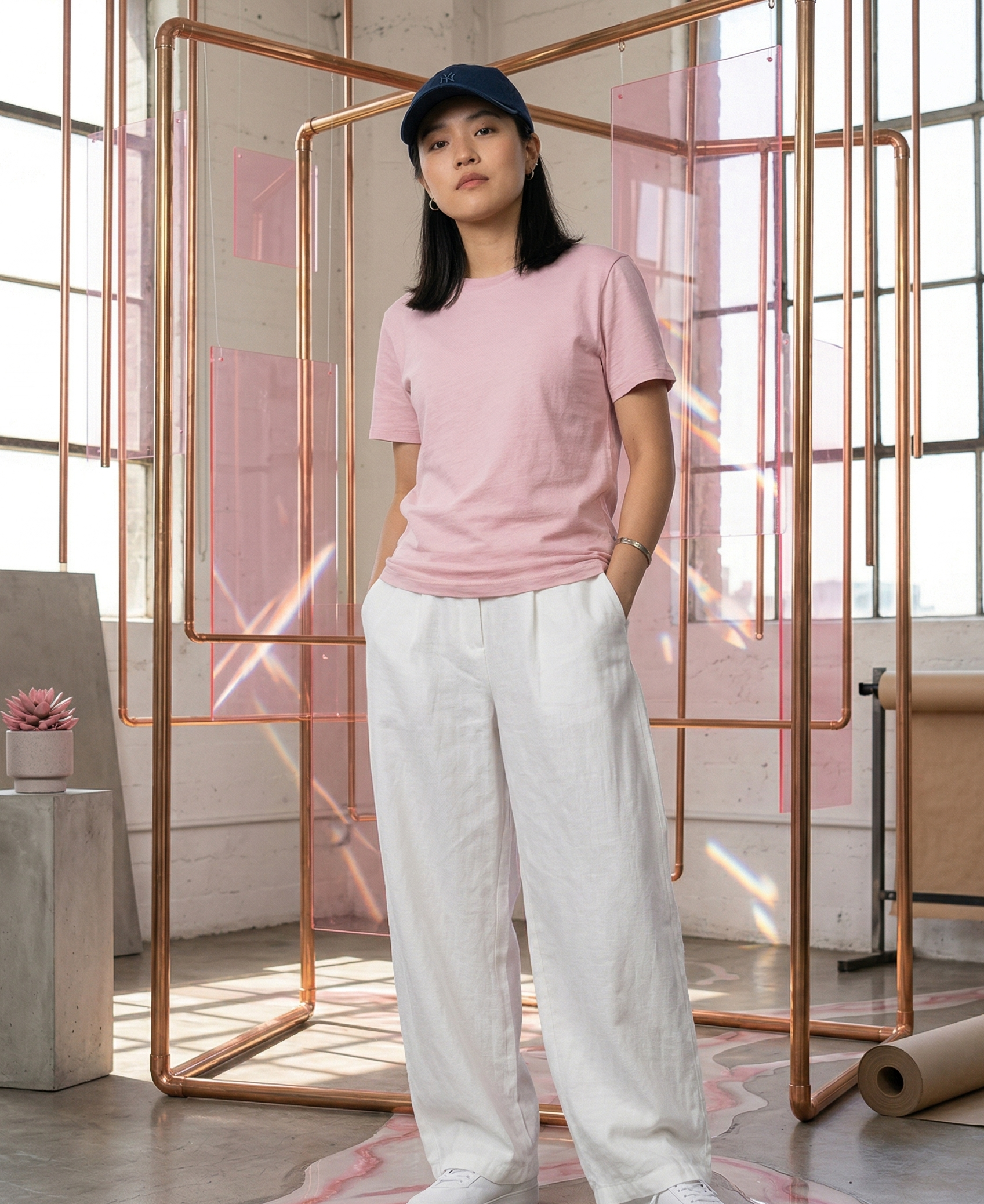 PLAIN PINK REGULAR COTTEN TEE