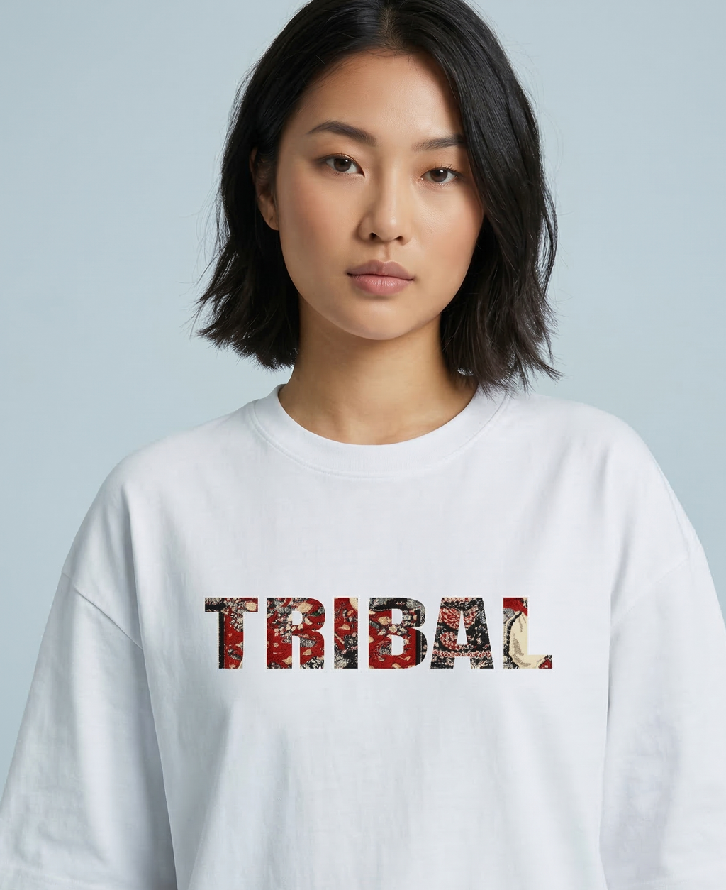 WHITE TRIBAL OVERSIZED TEE