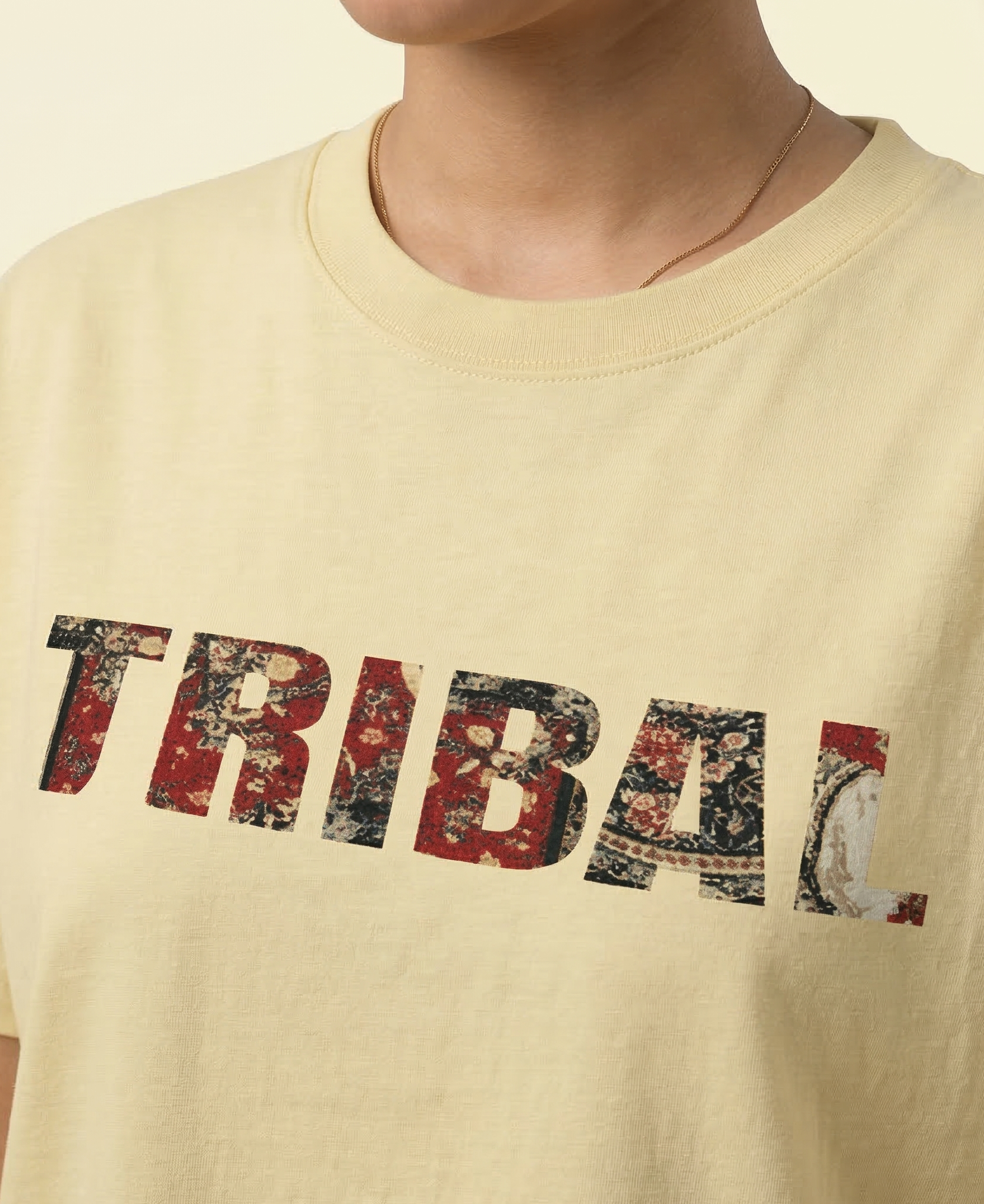 BEIGE TRIBAL OVERSIZED TEE
