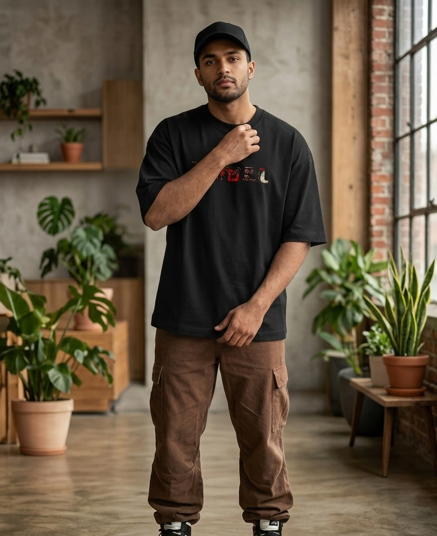 BLACK PHARAN OVERSIZED TEE