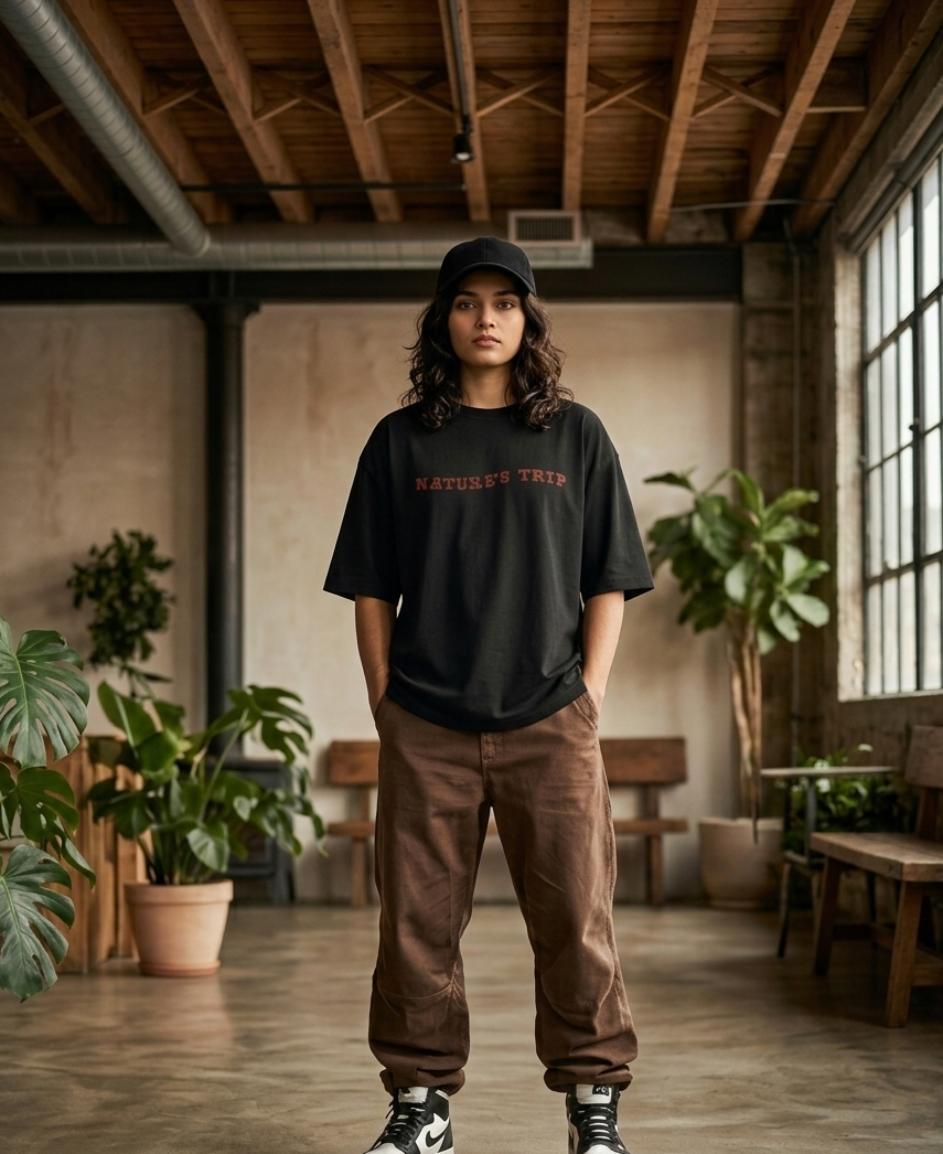 BLACK NATURES TRIP OVERSIZED TEE