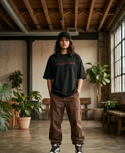 BLACK NATURES TRIP OVERSIZED TEE