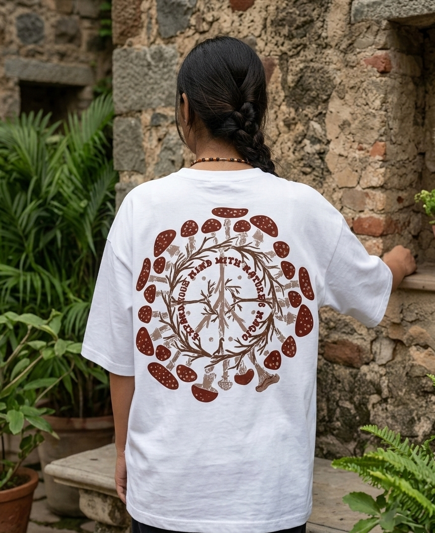 WHITE NATURES TRIP OVERSIZED TEE